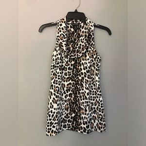 White House Black Market size XXS Silk Sleeveless Animal Print Shirt